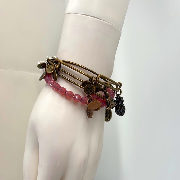 Alex and Ani Pink and Gold Charm Bracelet Set - Picture 1 of 5